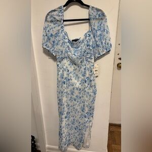 French Connection Blue and White Floral Midi Dress